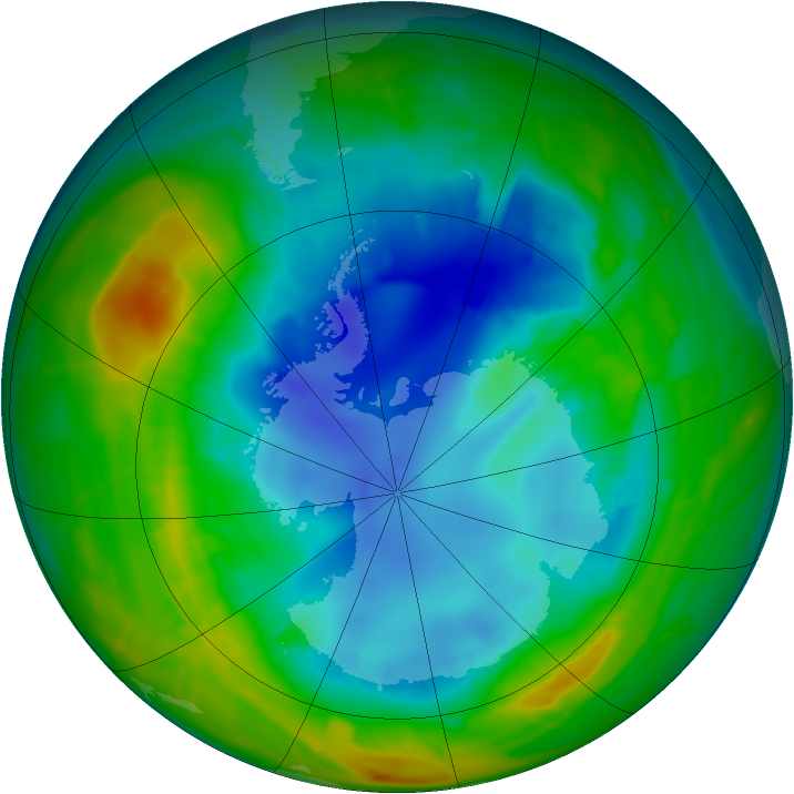 Antarctic ozone map for 19 August 2010